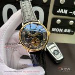 Perfect Replica Vacheron Constantin Traditionnelle Black Tourbillon Dial All Gold Bezel 42mm Watch